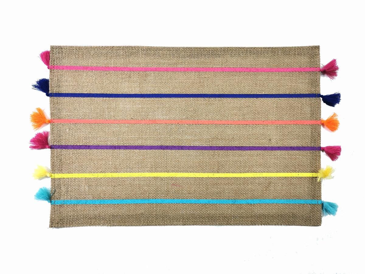 PRINTED JUST PLACEMAT WITH TASSELS